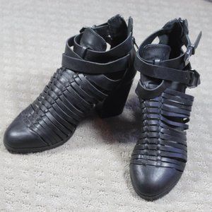 Charlotte Russe Brianna Size 8 Black Strappy Caged Ankle Boots